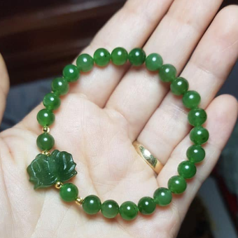 Vòng ngọc bích hồ điệp mix bi vàng 8 li,vòng tay phong thủy đá tự nhiên,trang sức,phụ kiện nữ