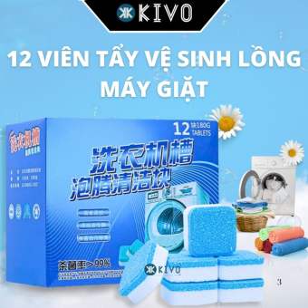 Viên Tẩy Lồng Máy Giặt Hộp 12 Viên - Viên Nén Vệ Sinh Lồng Giặt Diệt Sạch Vi Khuẩn An Toàn, Vệ Sinh Máy Giặt - KIVO