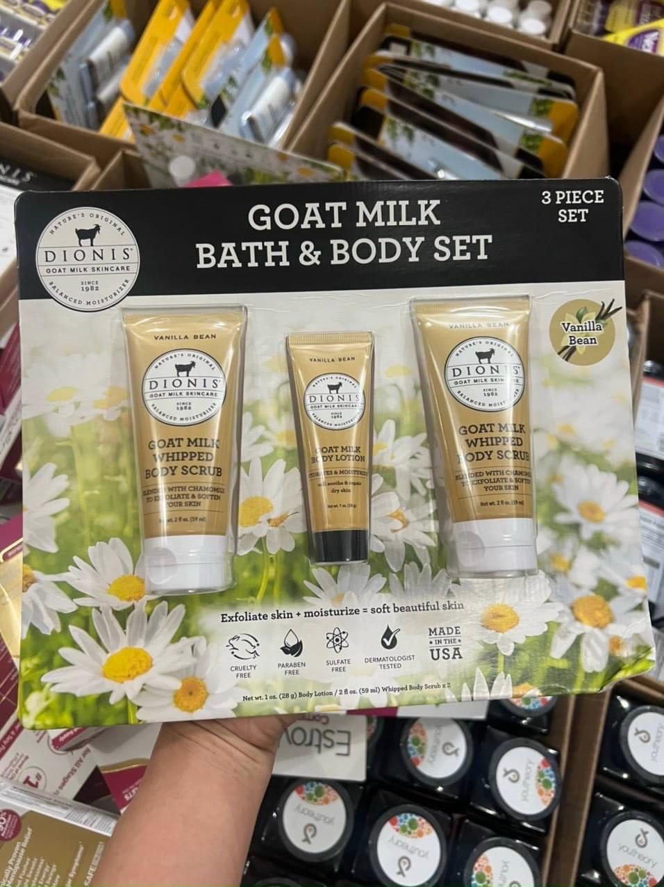 Dionis Goat Milk Bath &Body Set - Kem Dưỡng Và Tẩy Tế Bào Chết Cho Da (SET 3 CHAI)