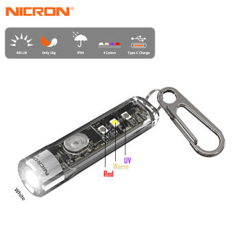 Móc khóa Nicron Đèn Pin Đèn bỏ túi mini Đèn pin Led K11 Đèn pin móc khóa chống nước đa năng 400lumens với đèn trắng/ấm/Đỏ/mục đích cho cắm trại cảnh báo khẩn cấp ngoài trời