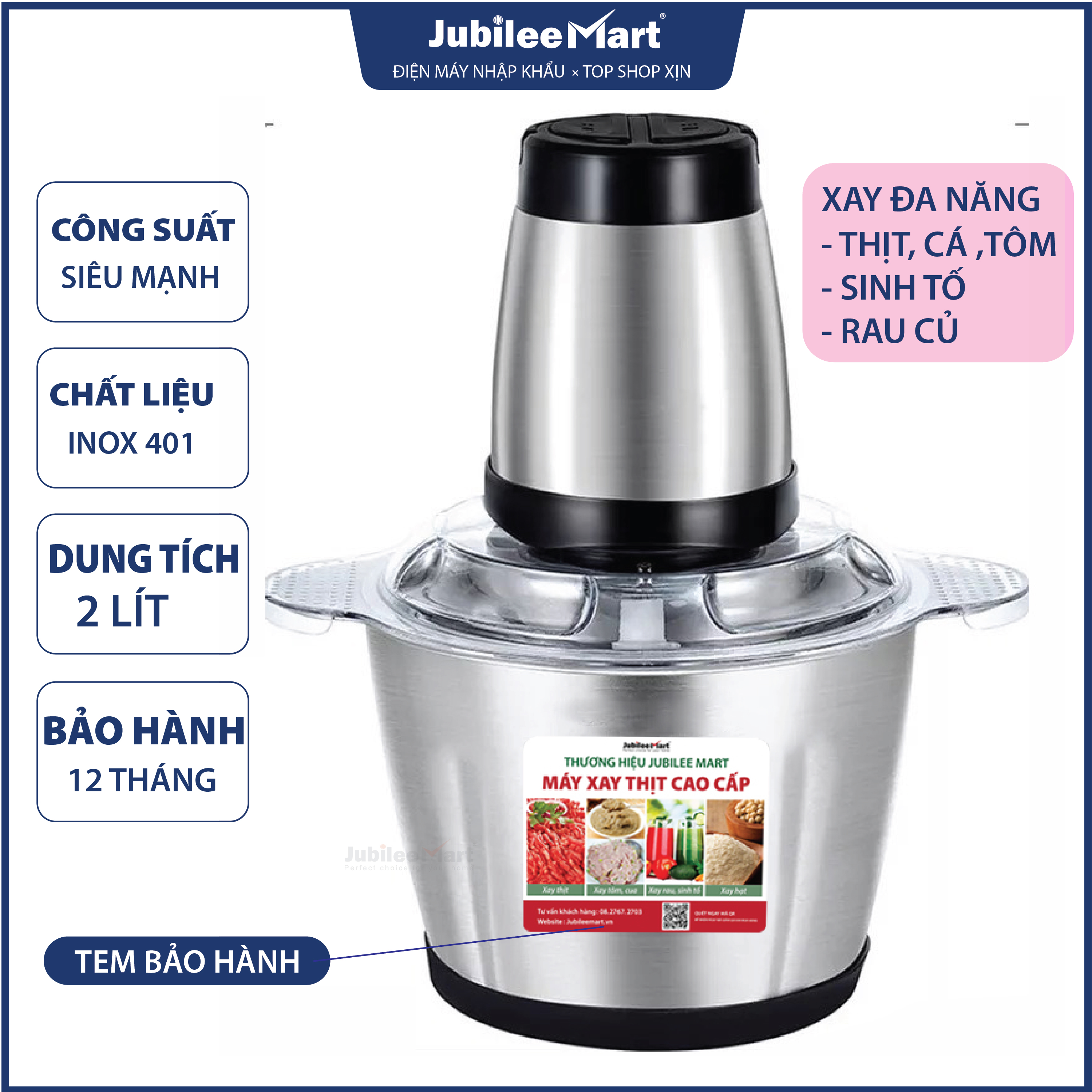 [ SIÊU SALE]  Máy xay thịt đa năng Lưỡi dao kép thép không gỉ - Cối Inox không gỉ - Công suất 250W - nhiều chế độ xay - Máy Xay Sinh Tố Đa Năng, máy xay rau củ, cá, tỏi ớt đa năng công suất lớn - BẢO H
