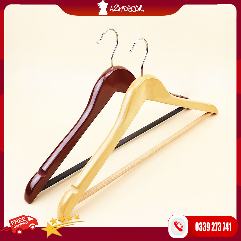 10 móc gỗ tam giác. Có 2 màu vàng và nâu