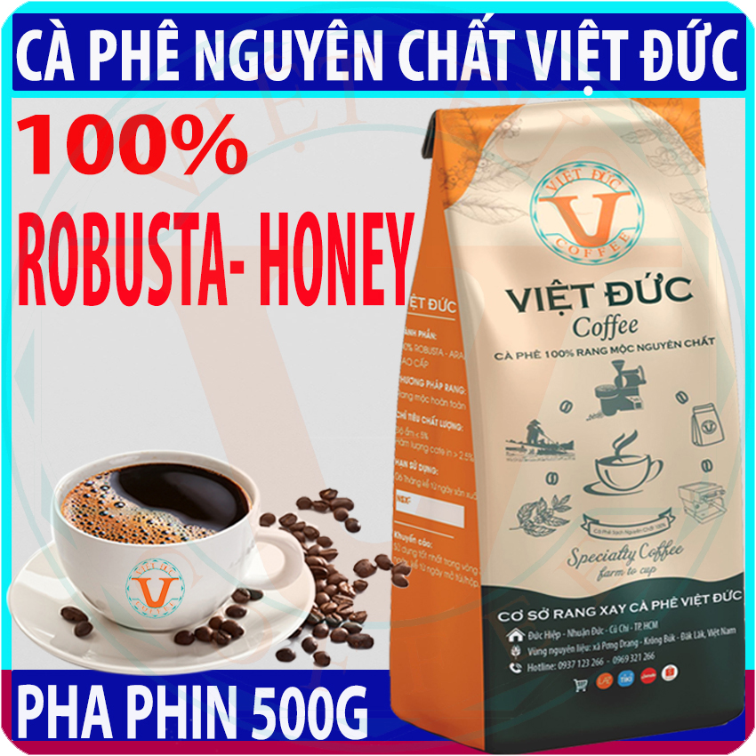Cà phê nguyên chất pha phin, 100% Robusta-Honey cao cấp, rang mộc