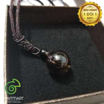 Vòng Đeo Cổ Dây Chuyền Đá Phong Thủy Đá Núi Lửa Obsidian Theo Ngũ Hành 16mm Mới - Thủy