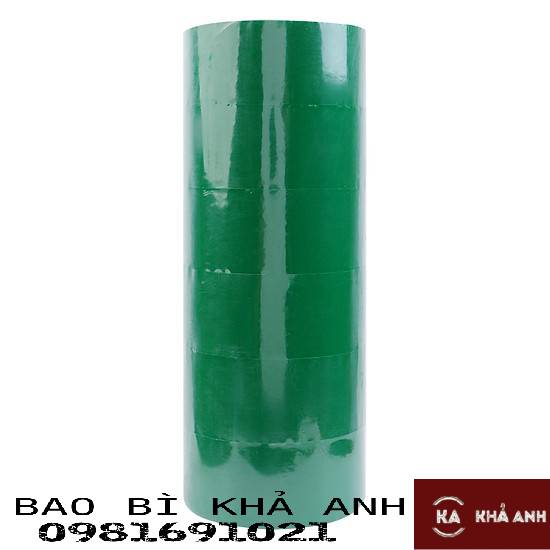 Băng Keo đóng gói dán thùng MÀU XANH LÁ thiên nhiên - Băng Keo siêu dính chắc trang trí gói hàng xinh đẹp ( 1 cây 6 cuộn) - Bao Bì Khả Anh