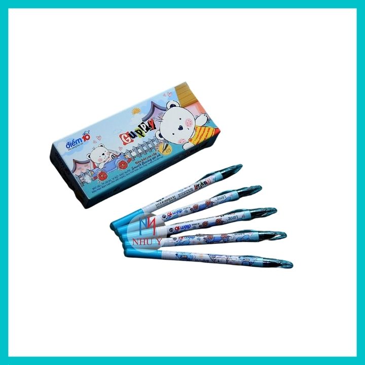 Bú gel Thiên Long Guppy điểm 10, viết chữ đẹp, ngòi 0.5mm, màu xanh, đen , tím, 20 cây/ hộp