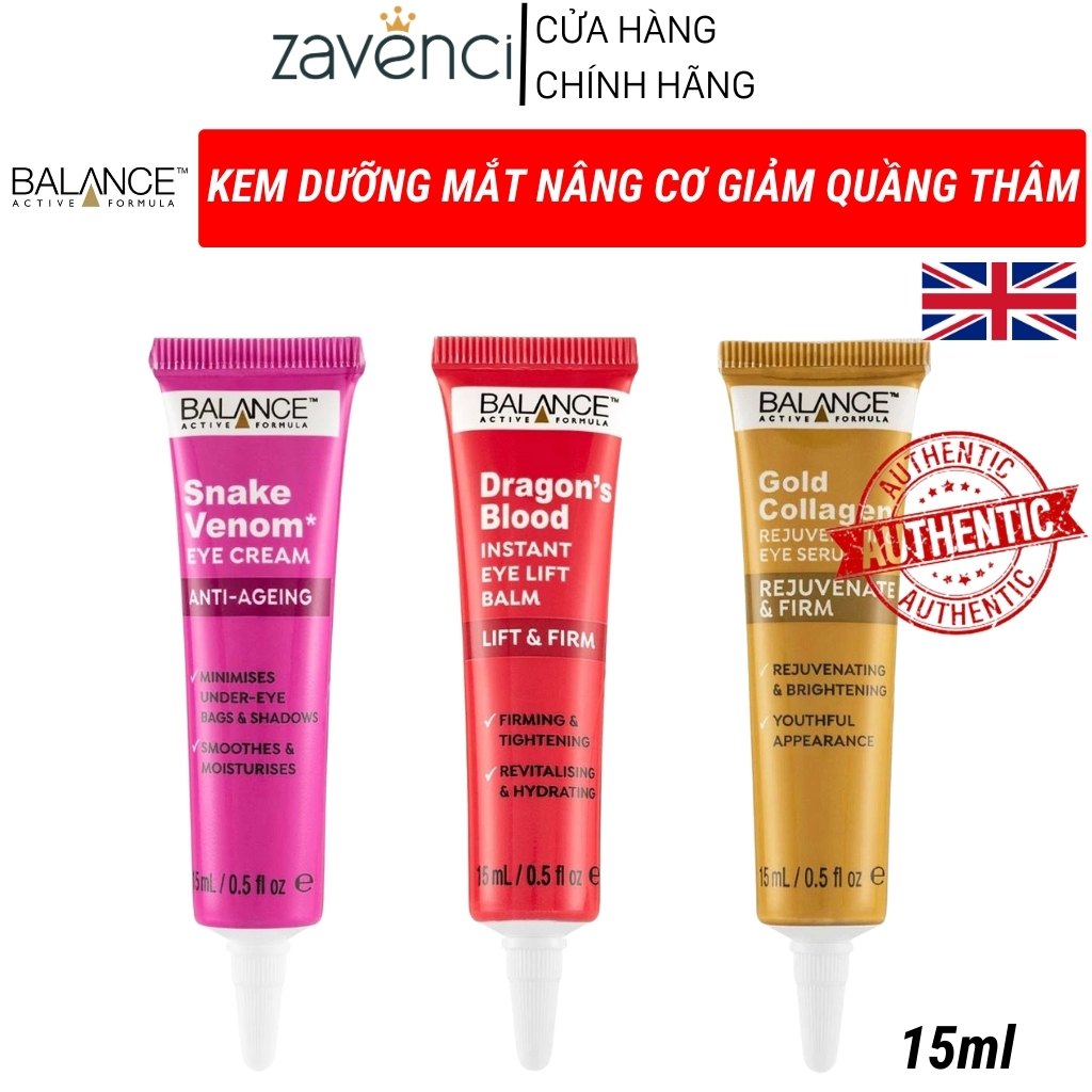 Kem Mắt Balance Nọc Rắn Máu Rồng zavenci Gold Collagen Chống Lão Hóa