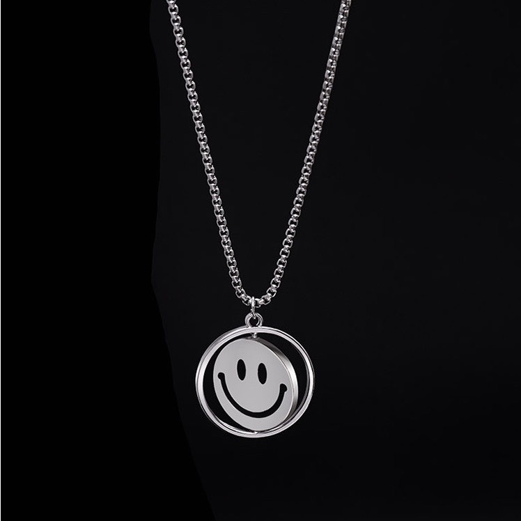Dây chuyền mặt cười xoay smile/sad