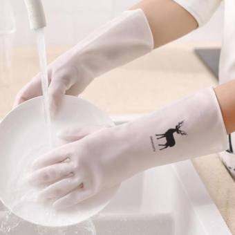 Combo 3 Găng tay cao su lót bông nỉ loại dài - Găng tay rửa bát làm bếp siêu dai