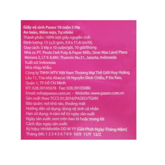 Giấy vệ sinh Paseo 10 cuộn 3 lớp cao cấp