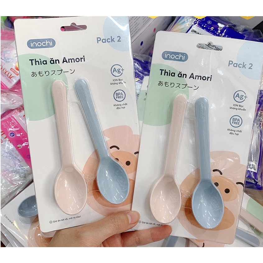 Set 2 thìa ăn , muỗng ăn dặm Amori cho bé