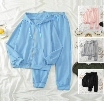 Bộ Nỉ Nữ Kéo Khóa Dài Tay Có Mũ Kèm Quần Dài Nỉ Ulzzang Thời Trang JayS QA NU 024V1