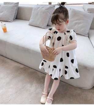 Váy đầm bé gái chấm bi đỏ đen Baby Doll NƠ LƯNG XHN294