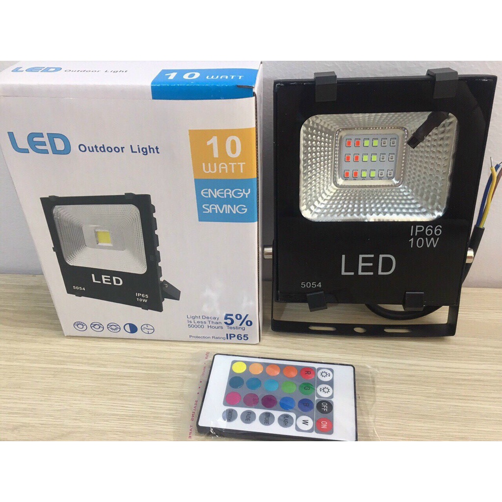 Đèn pha led đổi màu rgb 10w bảo hành 6 tháng