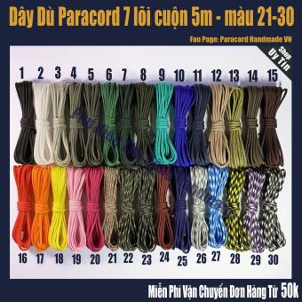 Dây Dù Paracord Sinh Tồn 3mm Tròn Đẹp Nhiều Màu 5 Mét