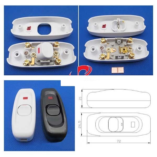 Công tắc bật tắt quả nhót - TRẮNG/ĐEN - có đèn báo