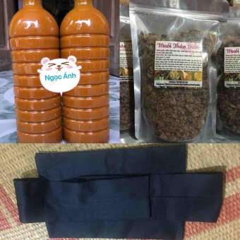 Combo sau sinh: 2 lít cốt gừng nghệ gấc + 2 kg muối chườm bụng + 1 đai quấn