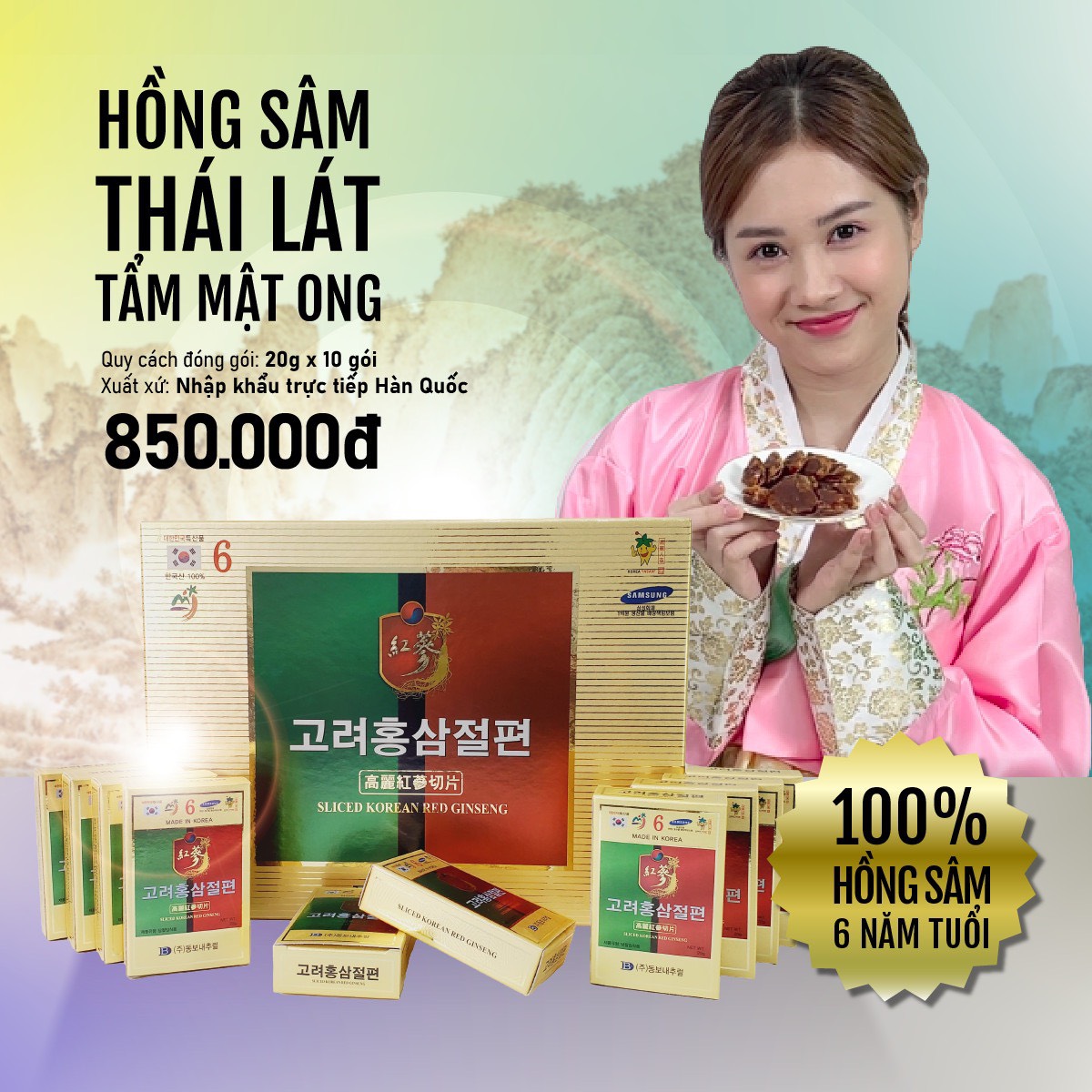 Date mới 2025 hồng sâm lát tẩm mật ong fb 200g