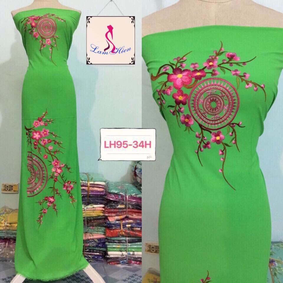 Vải áo dài thêu lh95
