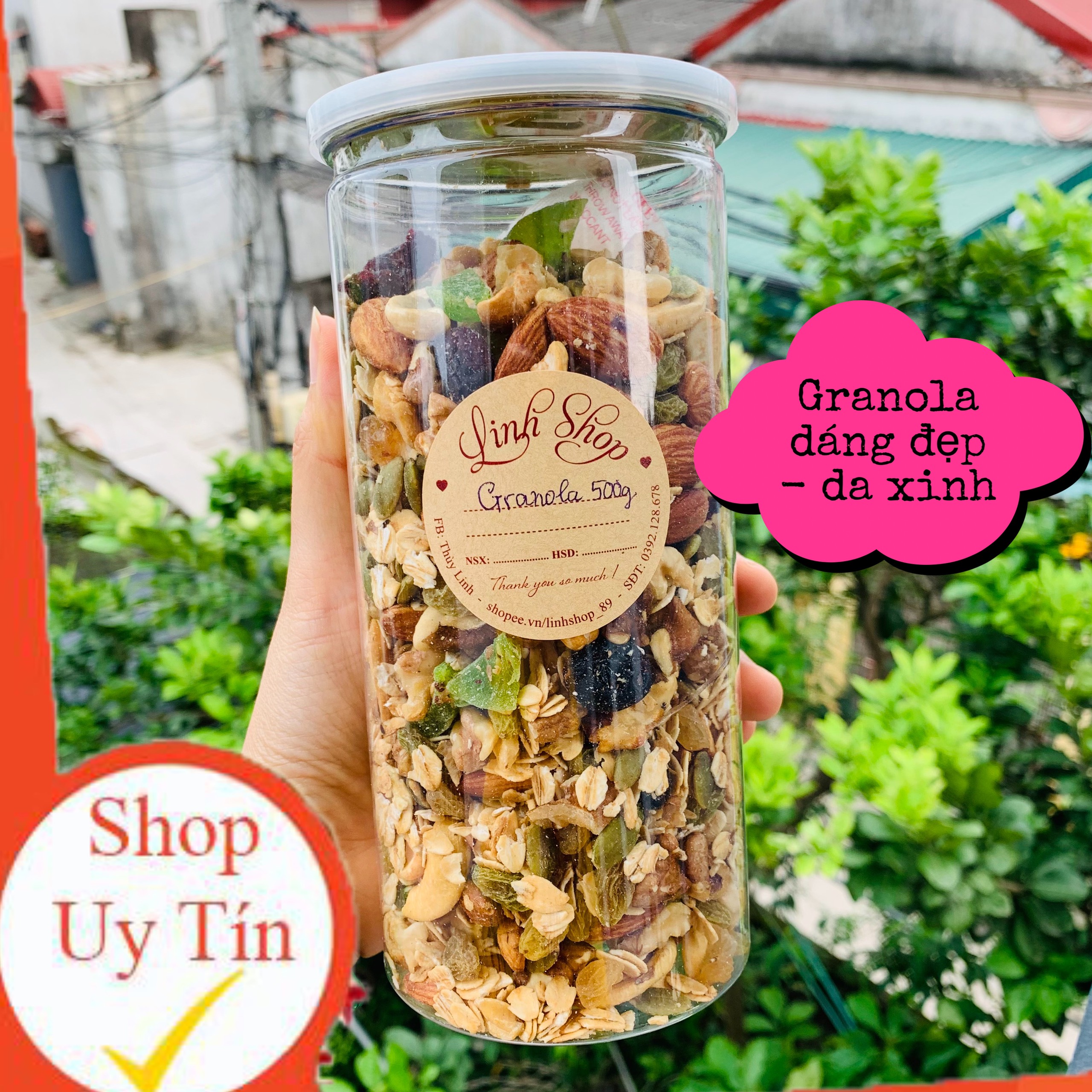 Granola ngũ cốc hạt tạo ngọt từ mật ong 500g ls32 linhshop89