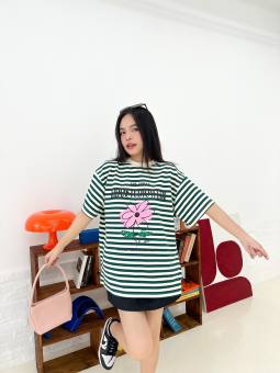 Áo thun sọc tay ngắn cổ tròn 10:00 AM