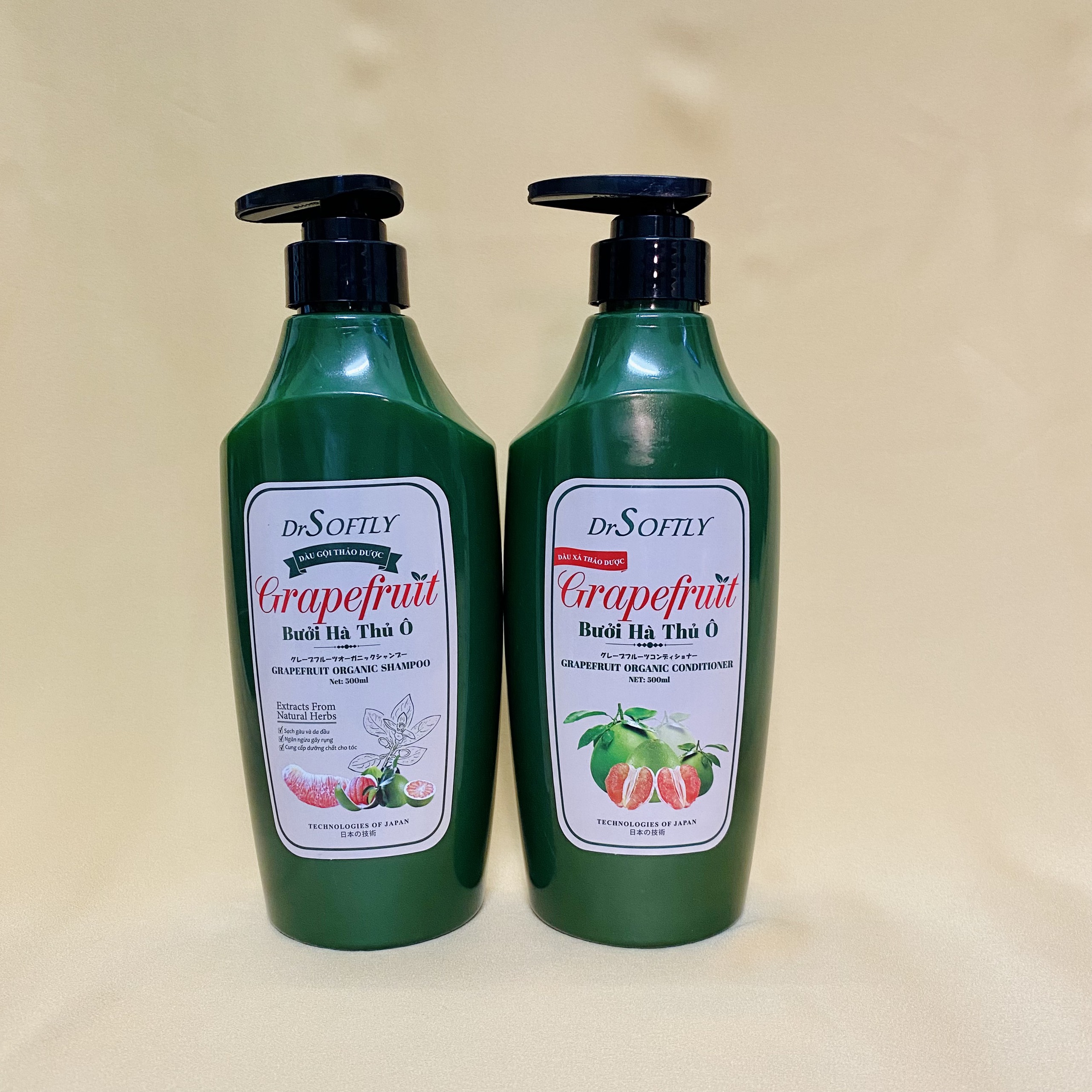Bộ dầu gội xả bưởi & hà thủ ô drsoftly 🍉giảm r.ụng tóc 🍉sạch gàu 500ml