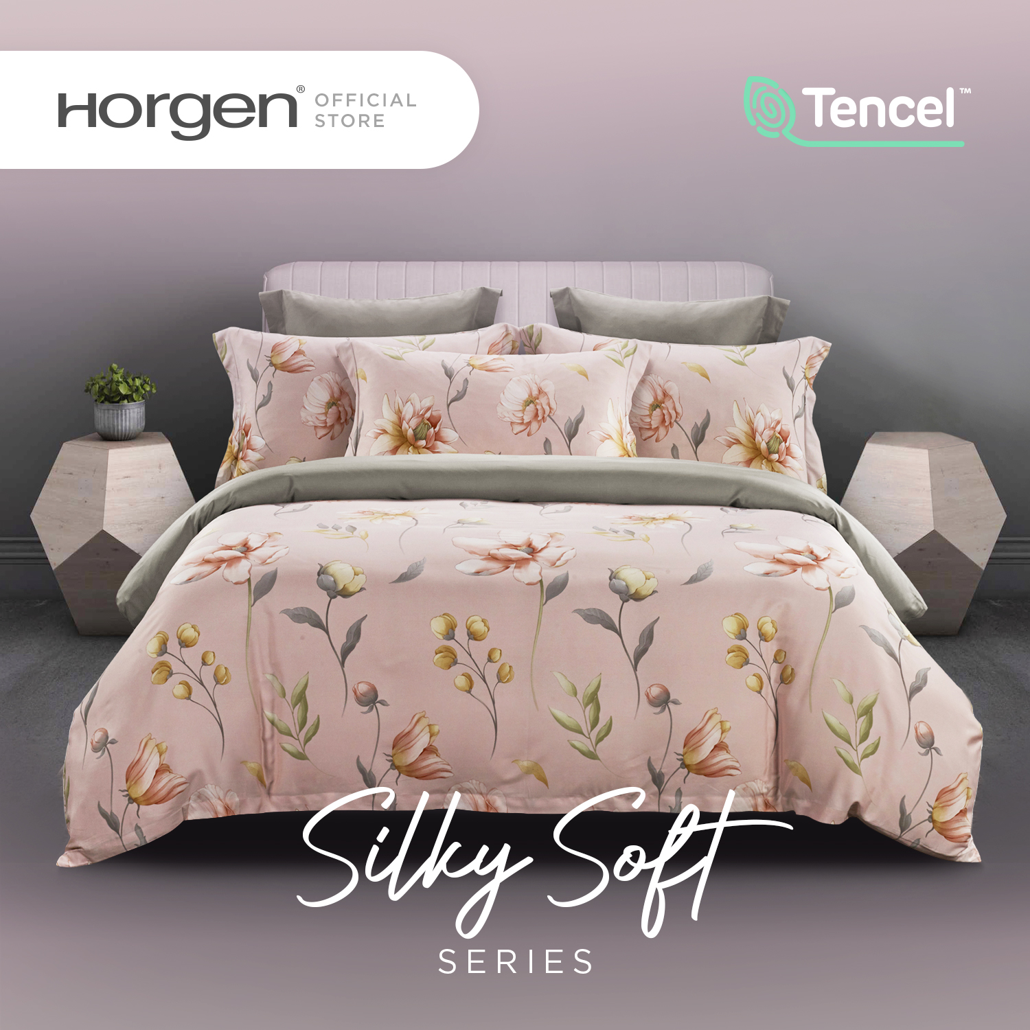 (Quilt Cover Set) Horgen Silky Soft Series 100% Tencel Print Quilt Cover Set · v3