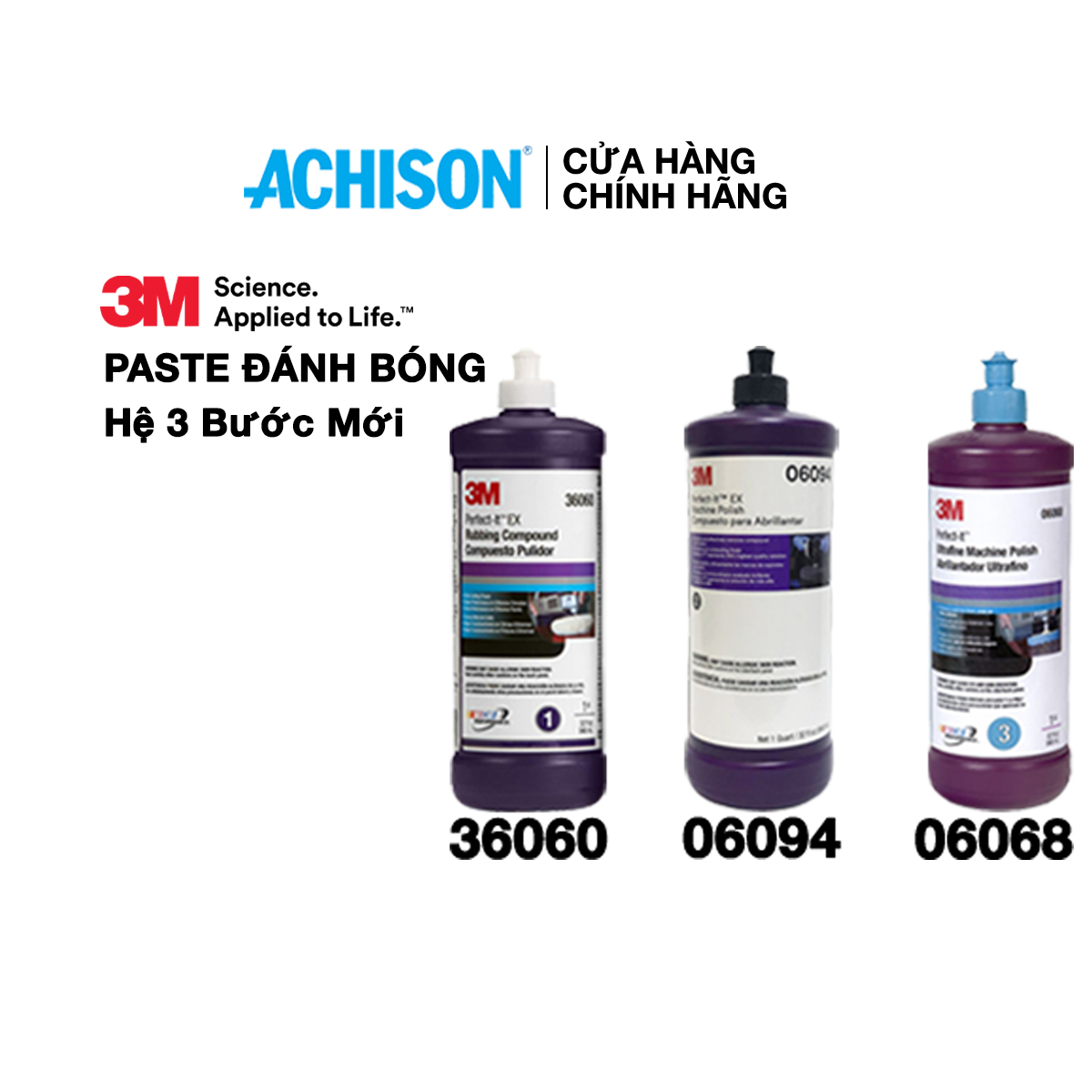 Dung dịch đánh bóng 3 bước 3m 36060 06094 06068 hệ 3 bước