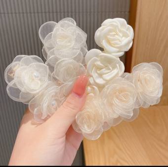 Kẹp Tóc Hình Hoa Phối Lưới Kiểu Hàn Quốc Xinh Xắn