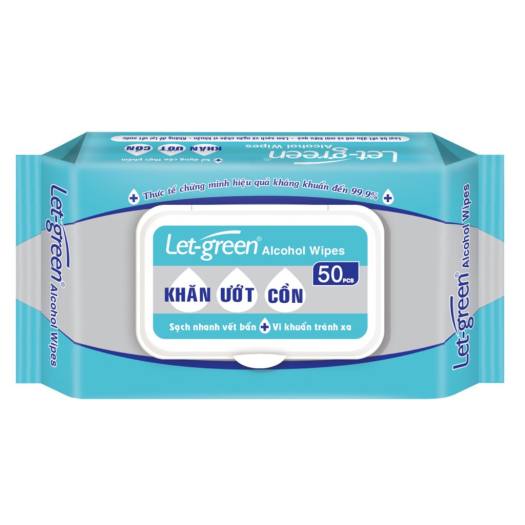 KHĂN ƯỚT CỒN KHÁNG KHUẨN LET-GREEN 50chiếc/ gói