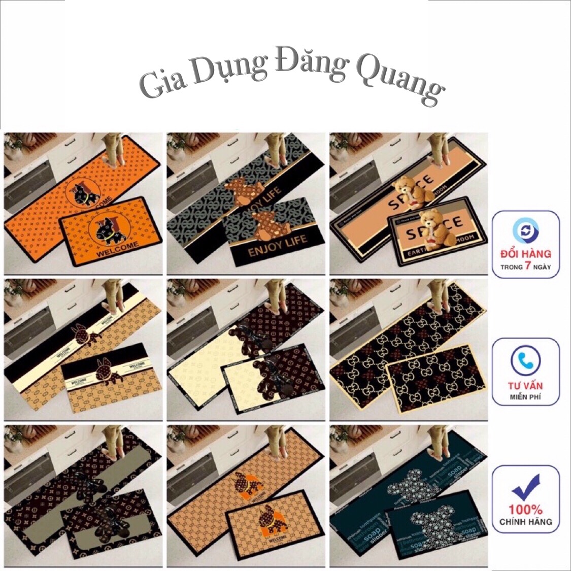 Bộ thảm nhà bếp - thảm lau chân chống trượt thấm hút nước 40x60& 40x120cm