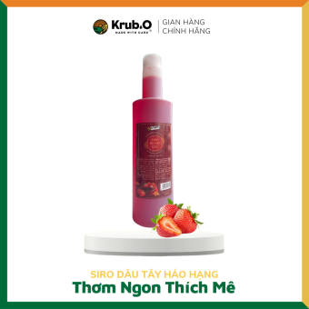 Siro Dâu nguyên chất Chai 650ml -  Siro pha trà sữa, trà trái cây, đá xay - Krub.O tự hào dùng nông sản thuần Việt