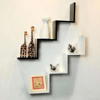 Kệ treo tường Diachire bộ 2 kệ bậc thang (Trắng Đen) gỗ Lõi Xanh chống ẩm