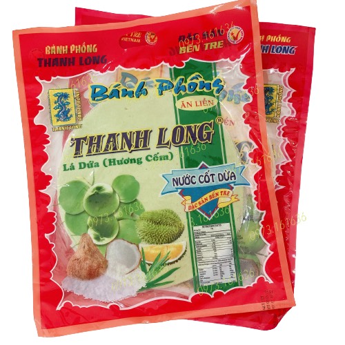 [10 Cái] Bánh phồng sữa lá dứa/sầu riêng Thanh Long- đồ ăn vặt