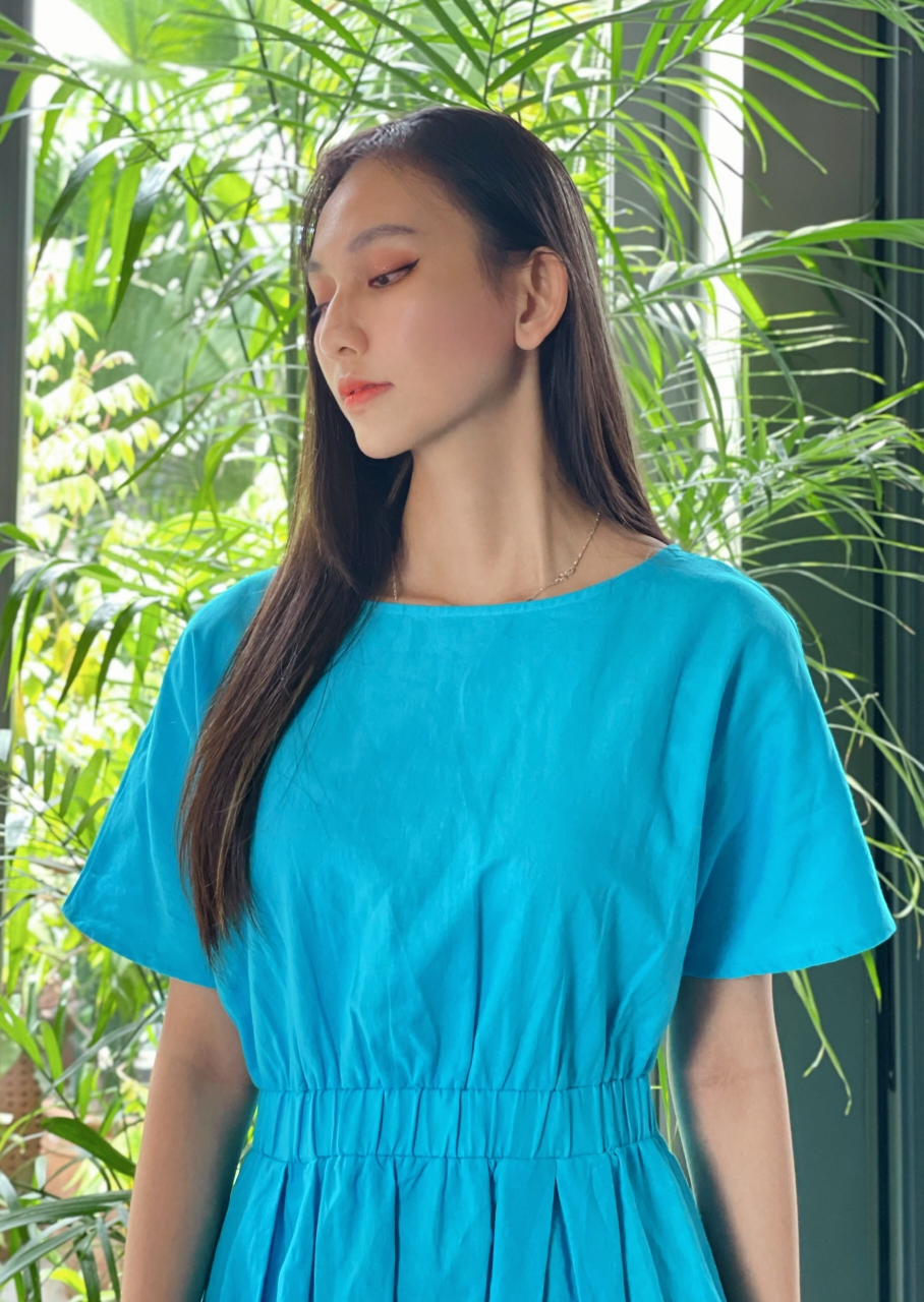 Hàng vnxk đầm linen thun eo 3m