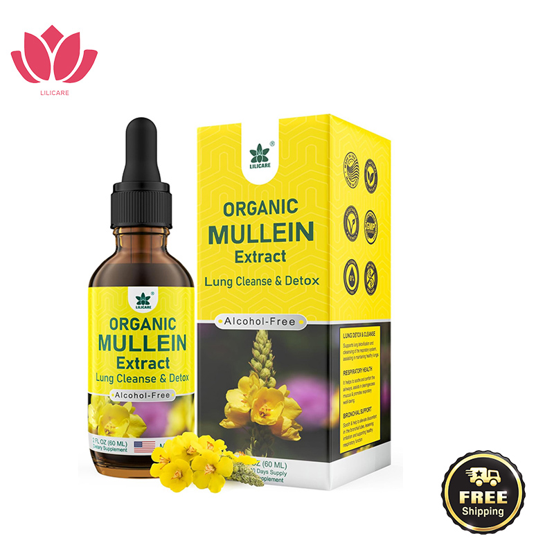 [COD] Lilicare Mullein Drops for Lungs Mullein Leaf Extract Herbal Supplement Natural Lung Cleanse R