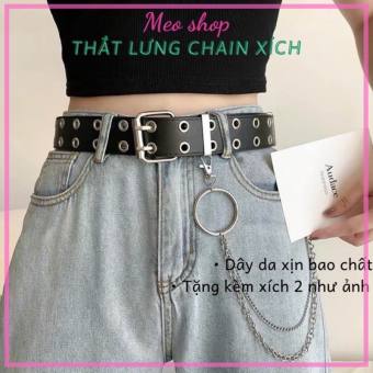 Dây thắt lưng CHAIN xích 2 hàng khoen lỗ TL007 - Dây nịt xích nam nữ nhiều lỗ khoen Thắt lưng dây xích treo quần - HAMICO BAGS
