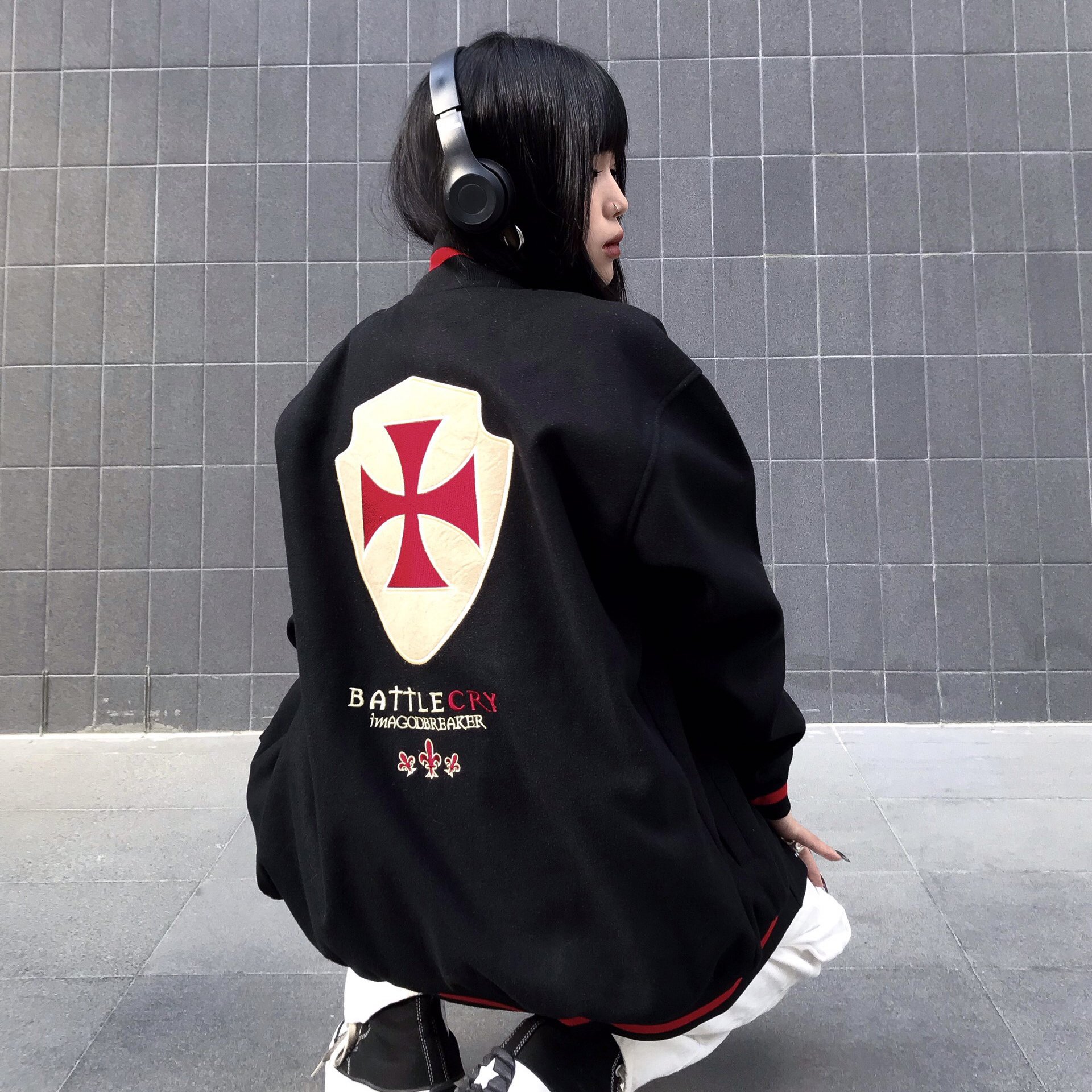 Áo Khoác Varsity Battle Cry Đen iMA God Breaker (iGB Black Battle Cry Varsity)