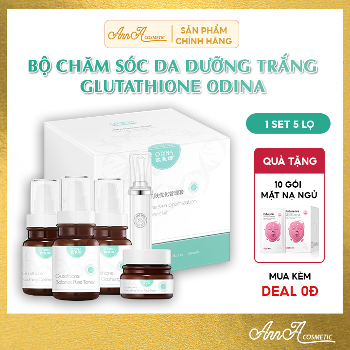 Bộ Skincare Chăm Sóc Da Mặt Kem Trắng Da Mặt Bộ Mỹ Phẩm Chăm Sóc Da Nội Địa Trung Chính Hãng Glutathione ODINA Set 5 Món