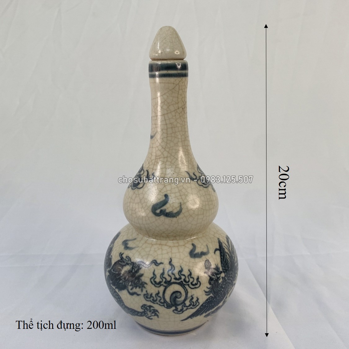 Có video - Nậm thờ cúng men rạn trơn long phụng trên bàn thờ