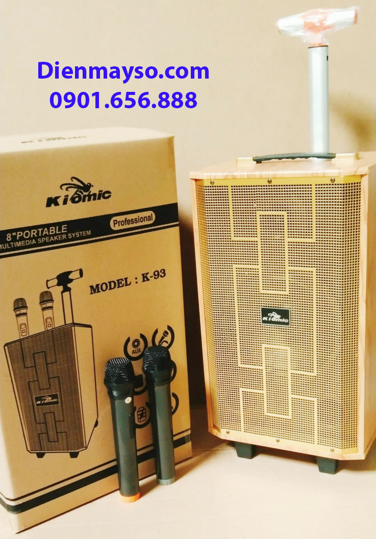 Loa Kéo karaoke Kiomic K93 chính hãng bass 2 tấc công suất lớn tặng 2 mic