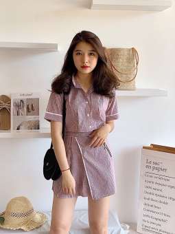 Set bộ áo croptop kèm chân váy vạt đắp