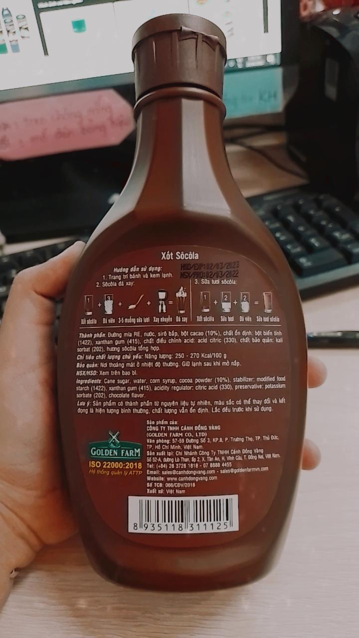 Sale sốc!Xốt socola topping Golden Farm date tháng 9/2023