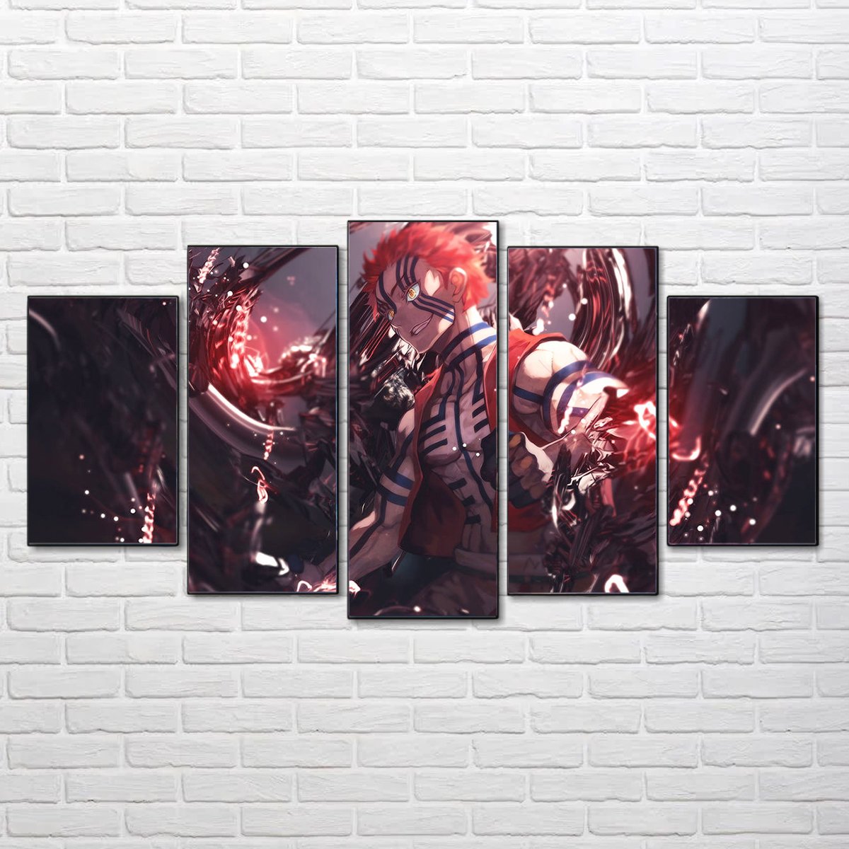 Tranh Canvas Anime Kimetsu No Yaiba, Treo tường in theo yêu cầu - Thượng Huyền Tam Akaza 02 - Bộ 5 tranh