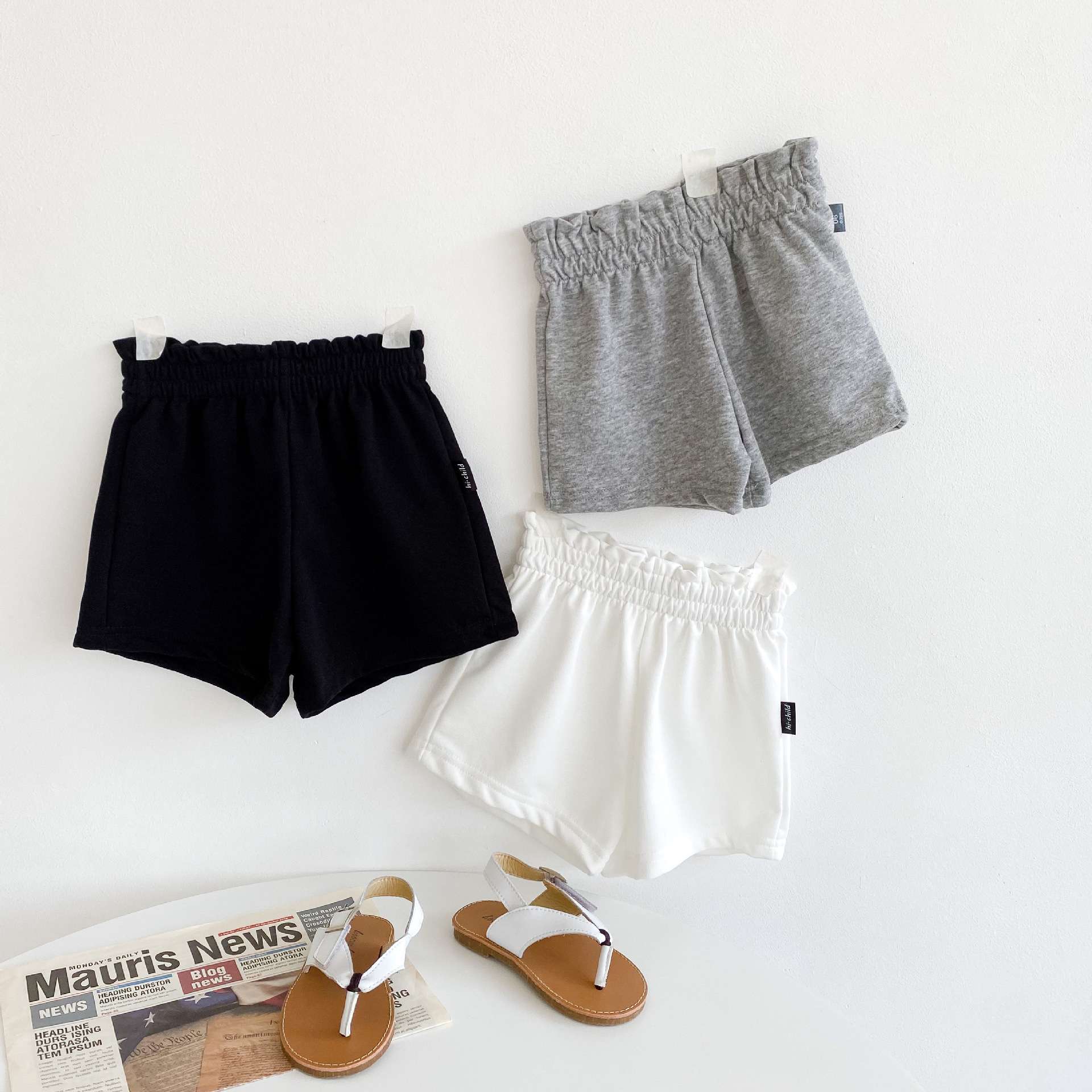 Quần short ống rộng thoải mái, chất liệu thun co dãn thoải mái cho bé gái | Shini Store
