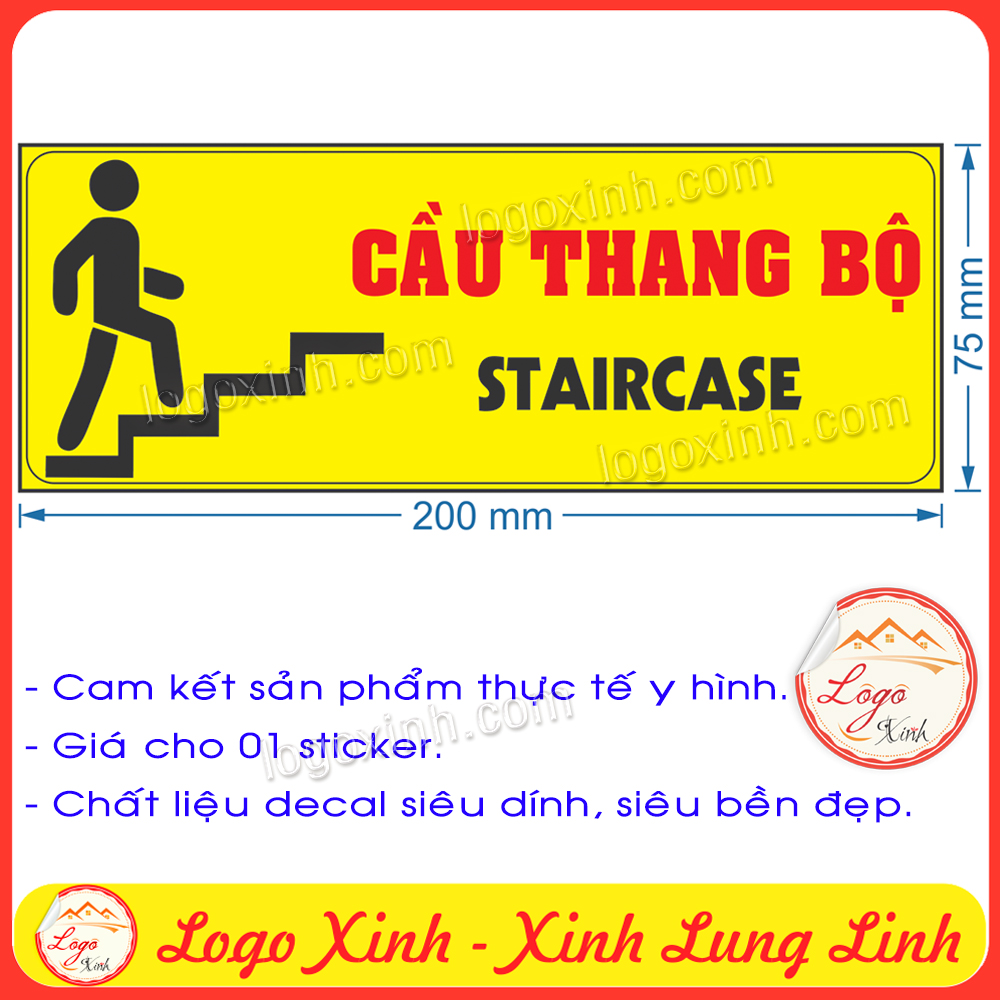 Logo tem sticker thông báo chỉ dẫn vị trí cầu thang bộ - stair case