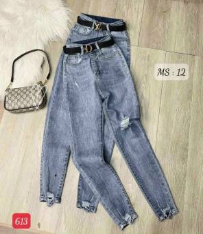 Quần jean nữ lưng cao trơn tôn dáng trẻ trung, chất jean co giãn thời trang cao cấp LULY FASHION MS613