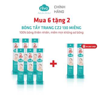 Bông Tẩy Trang Tròn NIVA Cao Cấp Cz2 Túi 130 Miếng Bông Tự Nhiên 100% Mềm Mại An Toàn Cho Da Nhạy Cảm