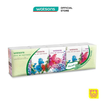 Khăn Giấy Bỏ Túi Watsons Velvety Soft Mini Hankies (X-flower) 3ply 10pcs