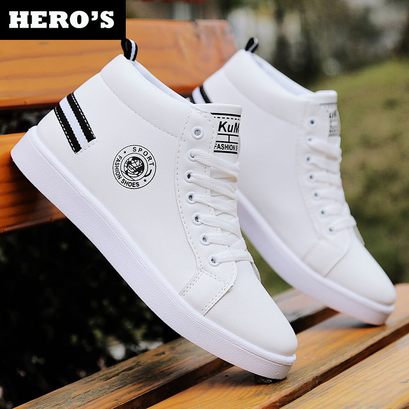 Giày nam thể thao sneaker HERO'S trắng đẹp bata cổ cao cho học sinh đi học đi làm cao cấp Mã CCD-1